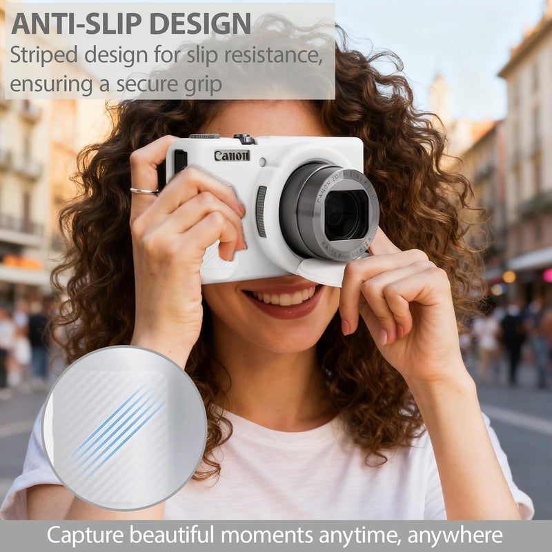 Frevyve Case for Canon G7X Mark III Camera, Soft Silicone Protective Case, Powershot G7X Mark III Sleeve with Removable Lens Cover & Screen Protector Accessories, Slim Fit, Anti-Scratch (White) - Image 2
